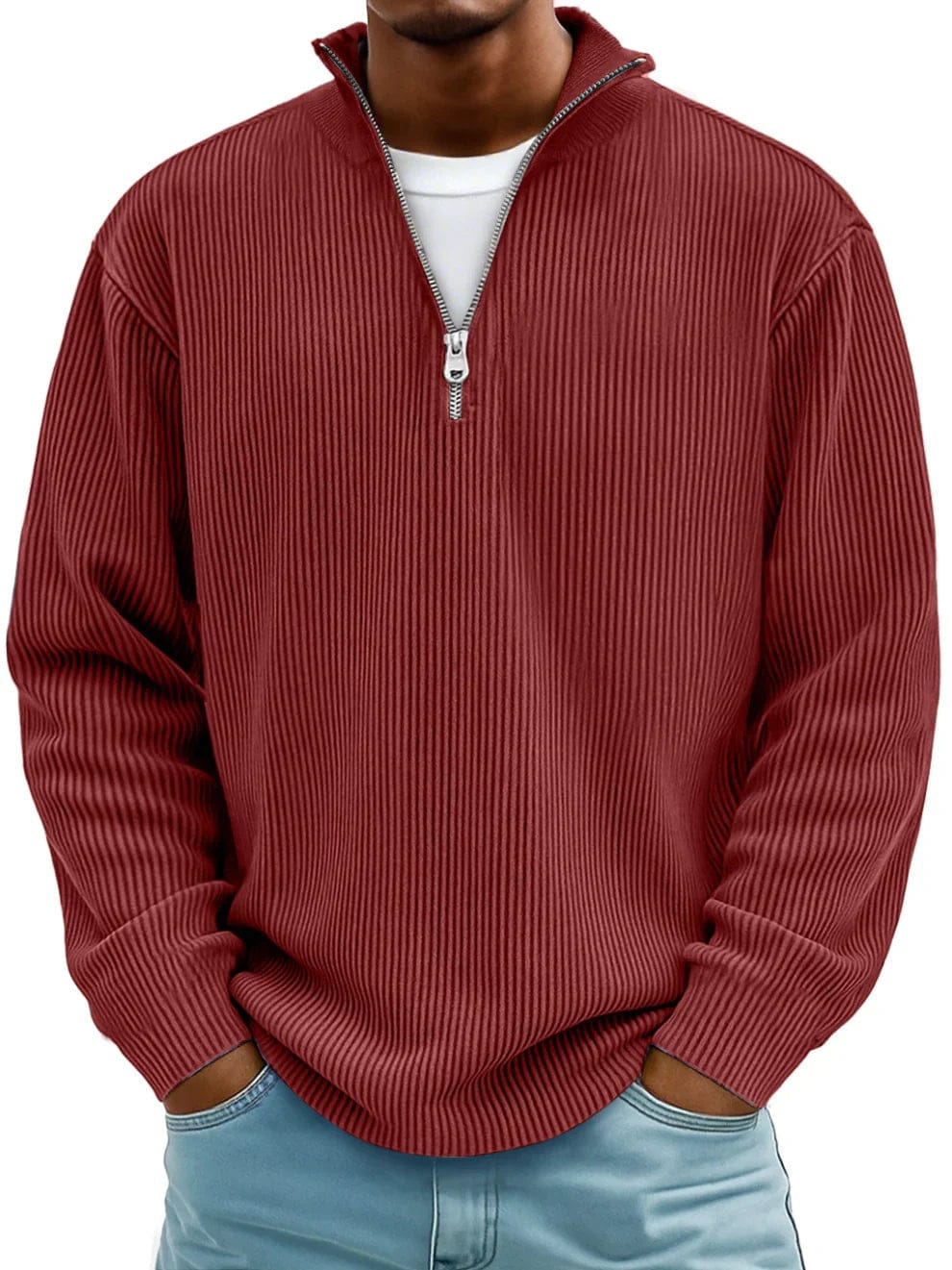 Ribbed Half-Zip Pullover