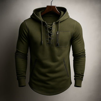 Dario Lace-Front Hooded Sweatshirt