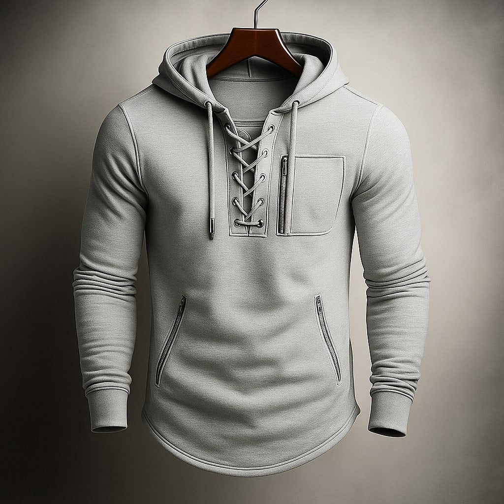 Dario Lace-Front Hooded Sweatshirt