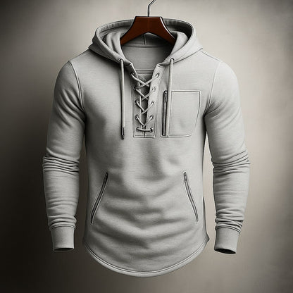 Dario Lace-Front Hooded Sweatshirt