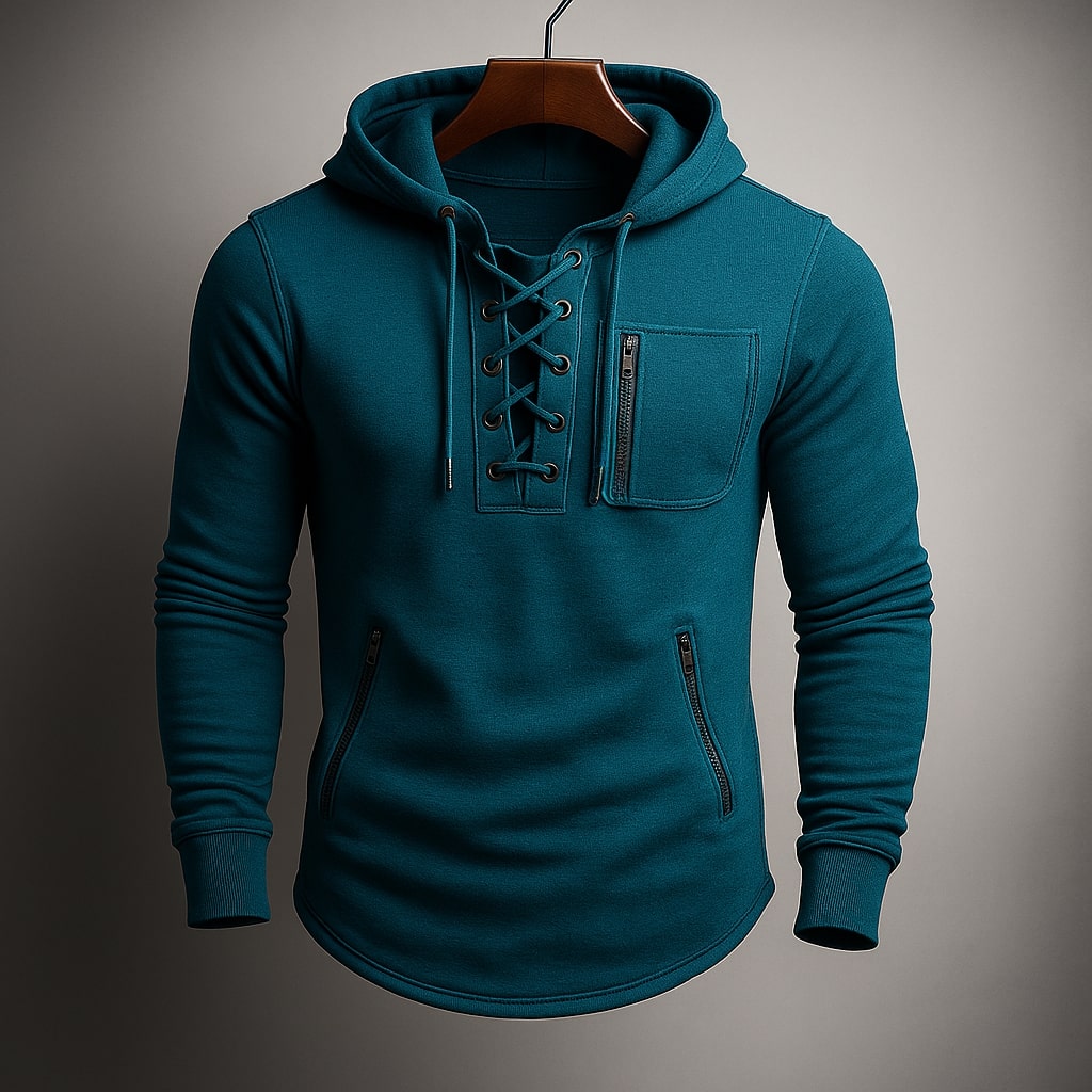 Dario Lace-Front Hooded Sweatshirt