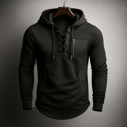 Dario Lace-Front Hooded Sweatshirt