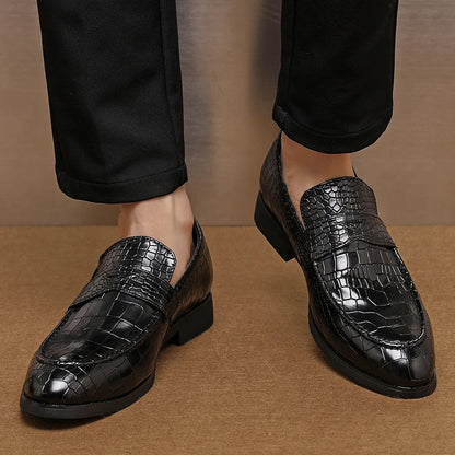Savona Crocodile-Embossed Faux Leather Loafers