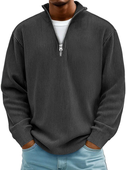 Ribbed Half-Zip Pullover