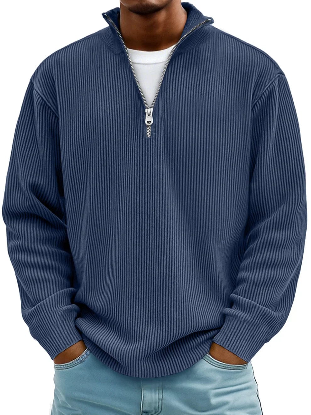 Ribbed Half-Zip Pullover