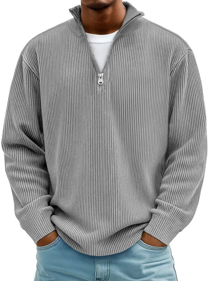 Ribbed Half-Zip Pullover