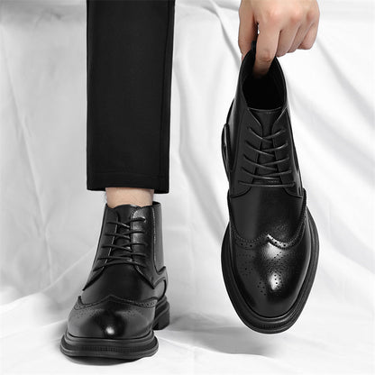 Regency Faux Leather Brogue Boots