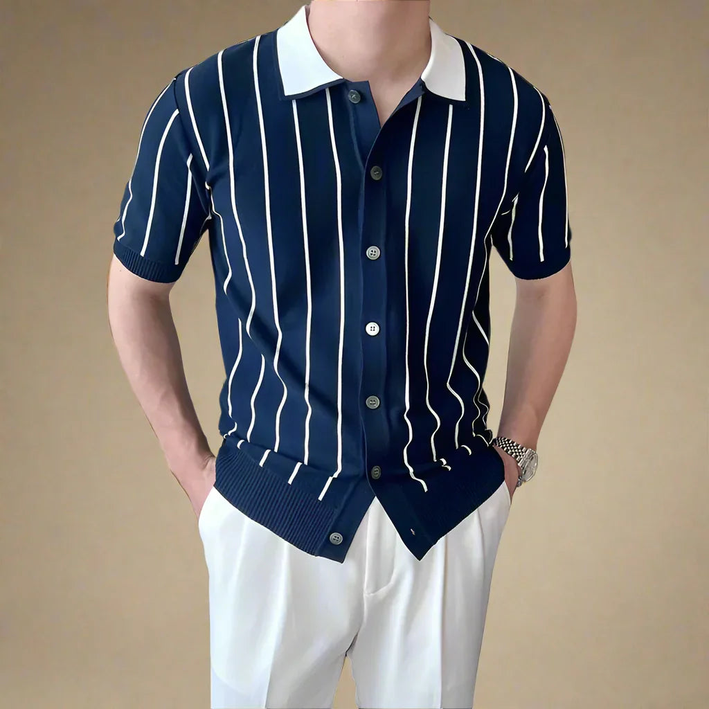 Matteo Striped Knit Polo